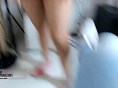 Latina seduces technician for doggystyle facial