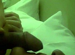 Vanessa receives a facial from a shemale during intense blowjob session