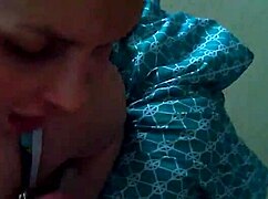 blonde teen gives blowjob with cum on legs and tits