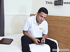 Three friends doing a fun swap in the room