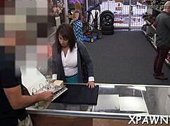 intensive babe has sex in shop