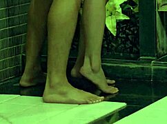 I watch this horny Asian model deepthroat in the hotel bathroom, her wet pussy aching for more cock while amateurs film