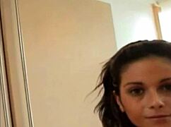 The naughty brunette babe slips into sexy lingerie and cuffs her playful partner for a fetish game.