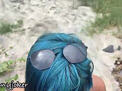 um belo boquete na praia, cara