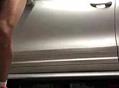 Spying on Gay Cock in the Garage Gym Workout