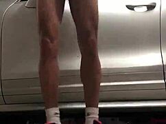 Spying on Gay Cock in the Garage Gym Workout