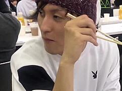 this gay scene where he eats meat passionately