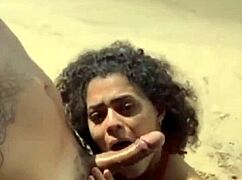 Latina Brunette Deepthroats Fisherman Outdoors