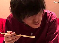 this gay scene where he eats meat passionately