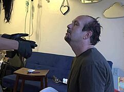 Couple Dying His Hair Brown in Fetish Clothed Style