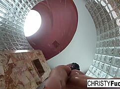 Hot shower fun with Christy Dahlia and Ivan!