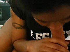 This ebony amateur is sucking like a pro in her first video.