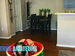 aubree plans to surprise her boyfriend with a sexy video, but he arrives home and catches her touching herself