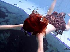 mia naked underwater with big tits! pool fun.