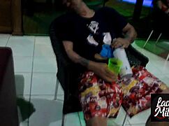 husband can't handle her, friend helps with cumshot