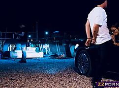 Nerdy Student Blonde Chick Double Penetrated Outdoors