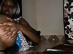 eggplant makes me soak the floor with squirt from juicy ebony milf pussy and assfucking.