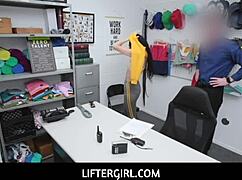 judy jolie as liftergirl caught by police officer