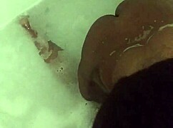 ebony babe gives deepthroat blowjob in bathtub with big cock!