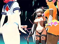 Four Anime Girls Sing and Strip Sensually