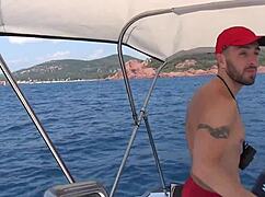 Feel the intense passion as a dominant sailor powerfully fucks a tight twink's ass on the boat. Emotions run high in this outdoor gay encounter.