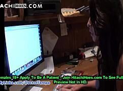 Busty Latina Jasmine Mendez rubs herself with Hitachi wand at hospital early morning