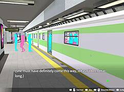 loop train h-game elevator scene with blowjob and creampie