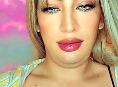 Intriguing view of hermosa travesti in crossdressing, touching her body softly