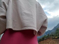Outdoor masturbation near mountains leads to intense orgasm!