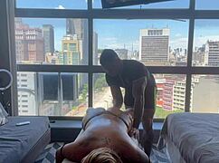 Blonde Masseur Relaxes With Cum And Orgasm On Natural Tits