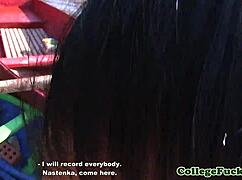 European Teens Engage In Group Blowjob POV Outdoors