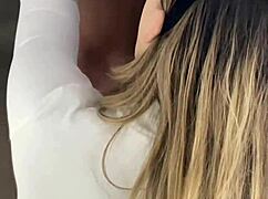 Blonde snowbunny gets clothes ripped by BBC, fucked and cum-filled interracial