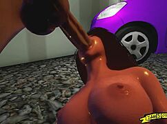 Blowjob action continues with huge cock in parking lot part 2