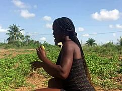 Crazy bitch twerks her big ass outdoors with joy