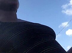 Crazy bitch twerks her big ass outdoors with joy