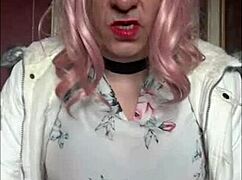 Bisexual crossdresser swallows cock on camera