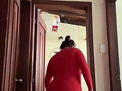 My neighbor's in the bathroom masturbating, what a cute MILF!