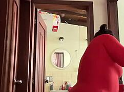 My neighbor's in the bathroom masturbating, what a cute MILF!