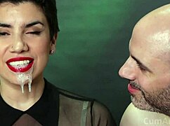 Dripping from mouth in couple handjob scene