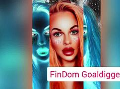 Blonde femdom instructs slave on jerk off domination