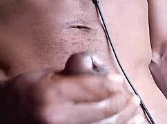 Stroking Big Black Cock, Cum on Floor