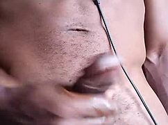 Stroking Big Black Cock, Cum on Floor