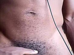 Stroking Big Black Cock, Cum on Floor