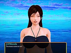 Teen girl shows big ass in game