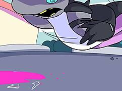 'power trip!' cartoon character exclaims as clothes rip