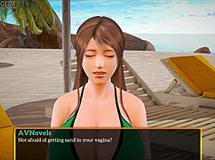 Teen girl shows big ass in game