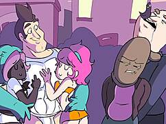 'power trip!' cartoon character exclaims as clothes rip