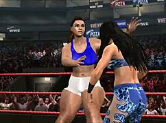 Melina battles chun li in intense wrestling