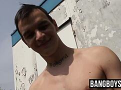 young gay deviant trades blowjob for cash in outdoor group