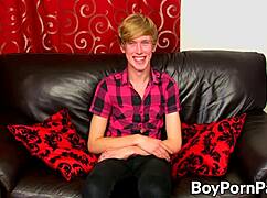 Gorgeous gay austin ellis interviewed before solo jack off with big cock masturbation